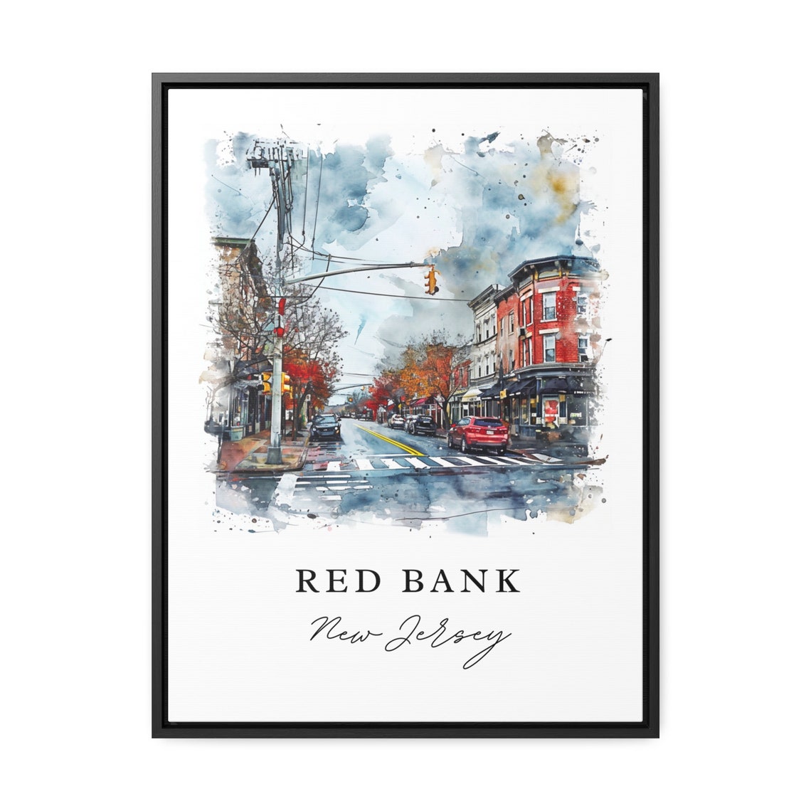 Red Bank Travel Poster, New Jersey Custom Text - Image 2