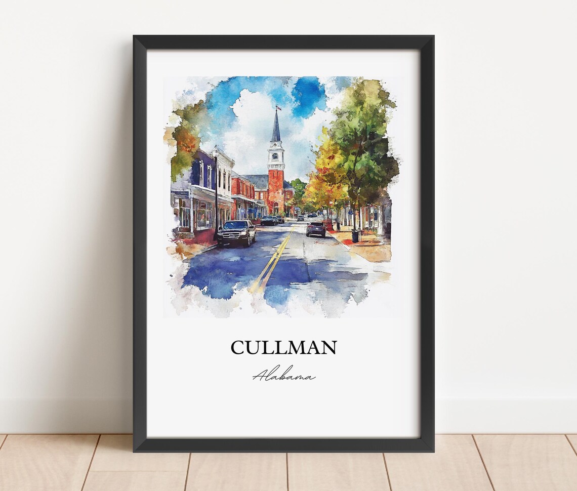Cullman, Alabama Watercolor Travel Poster Print - Image 4