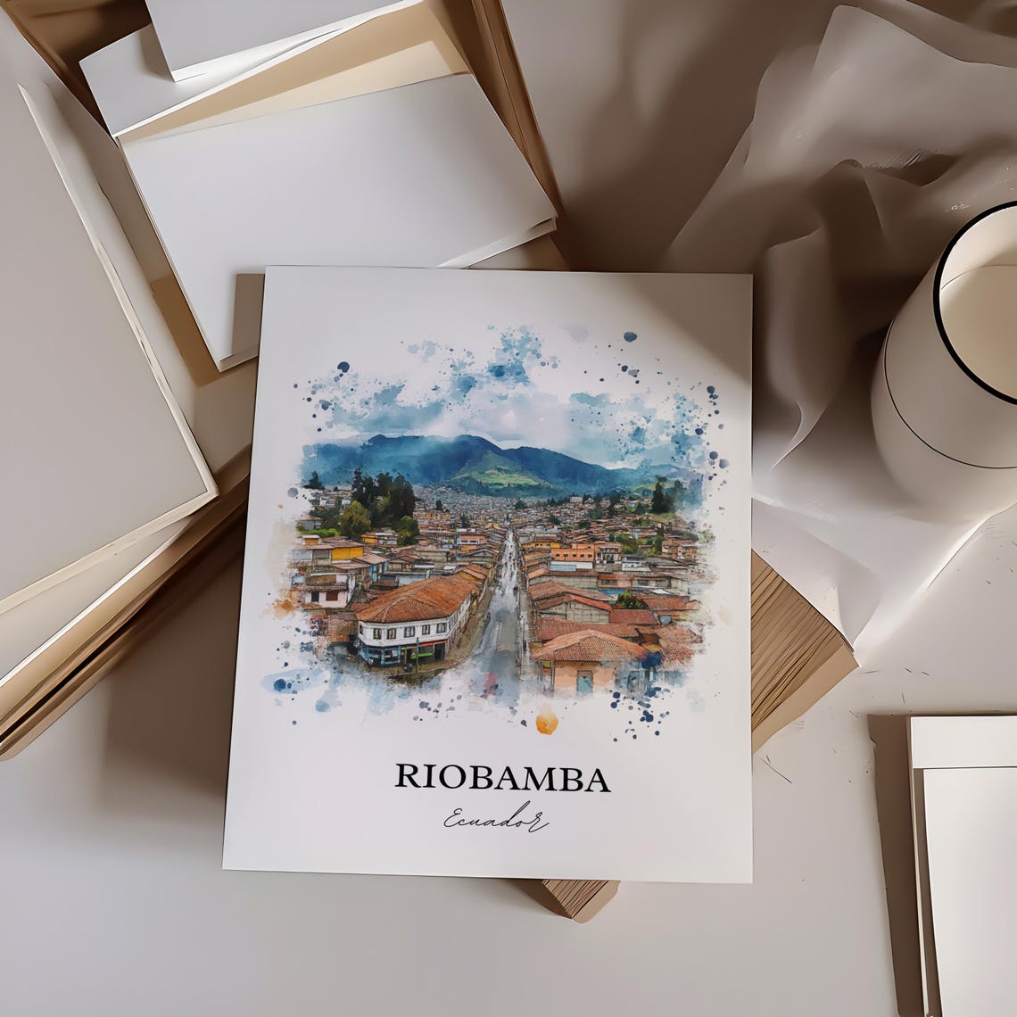 Riobamba Ecuador Wall Art Chimborazo Print Watercolor Gift Travel Poster Housewarming - Image 3
