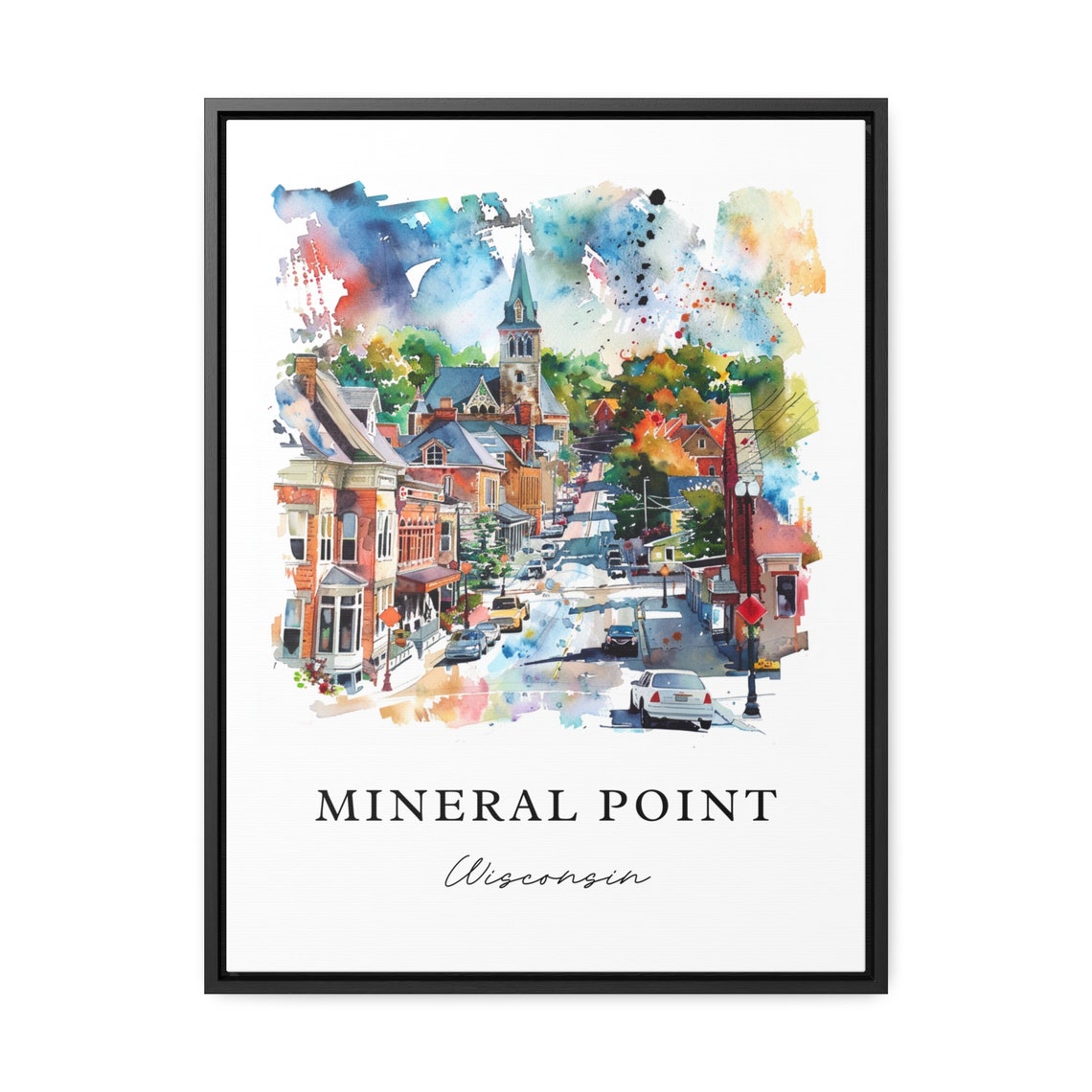 Mineral Point Wisconsin Historic Main Street Watercolor Poster - Image 3
