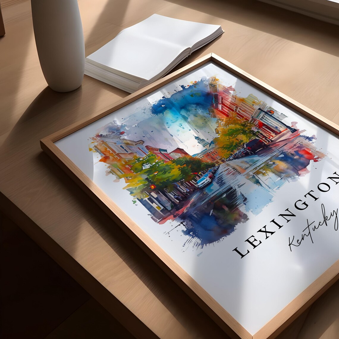 Lexington Kentucky Downtown Street Watercolor City Artwork Poster - Image 4