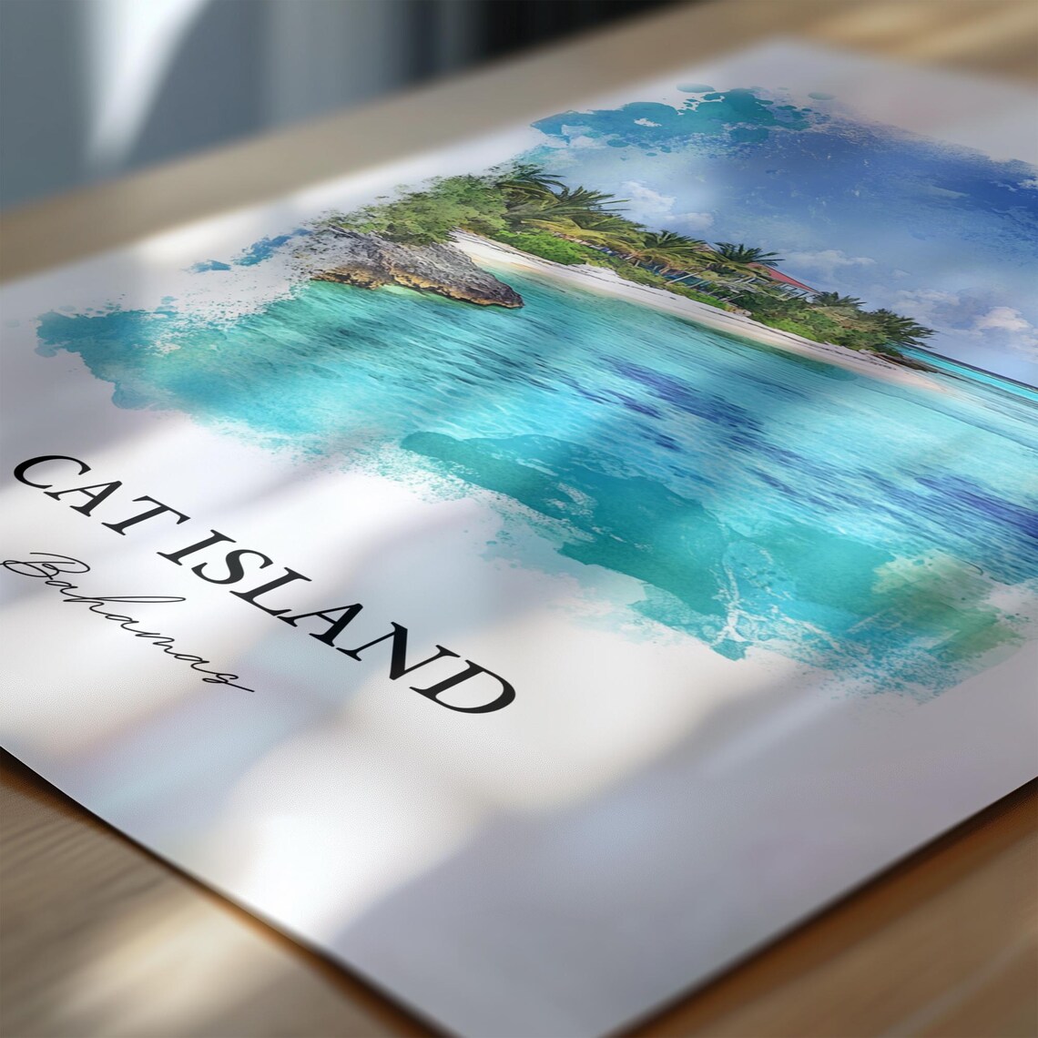 Cat Island Bahamas Watercolor Turquoise Shore Beach Art Poster - Image 6