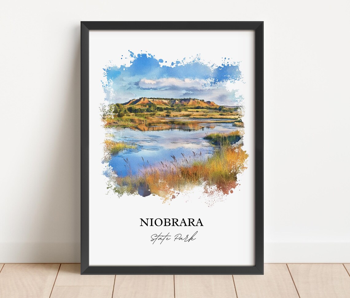 Niobrara State Park Nebraska River Bluffs Scenic Watercolor Poster - Image 5