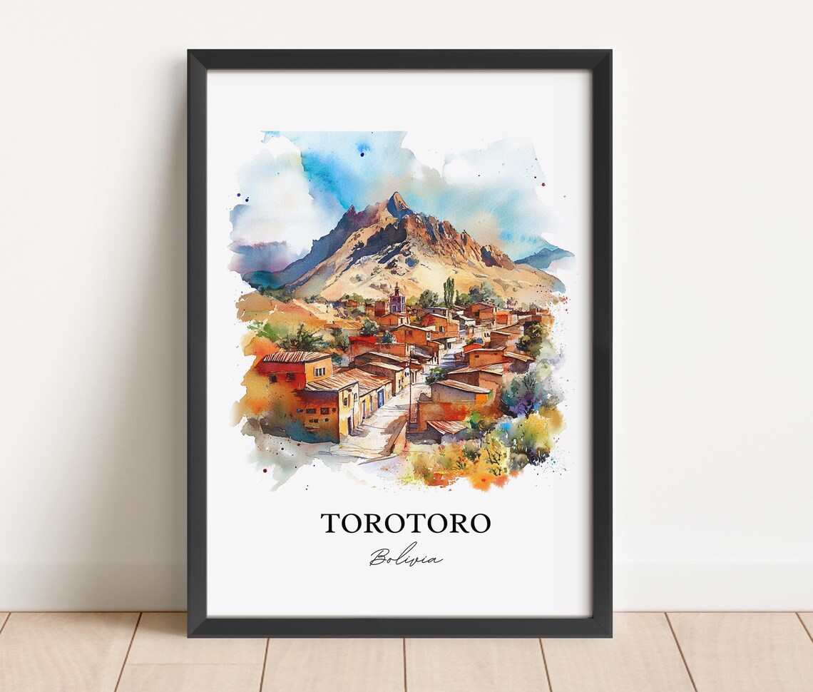Torotoro Bolivia Watercolor Mountain Village Town View Poster - Image 5