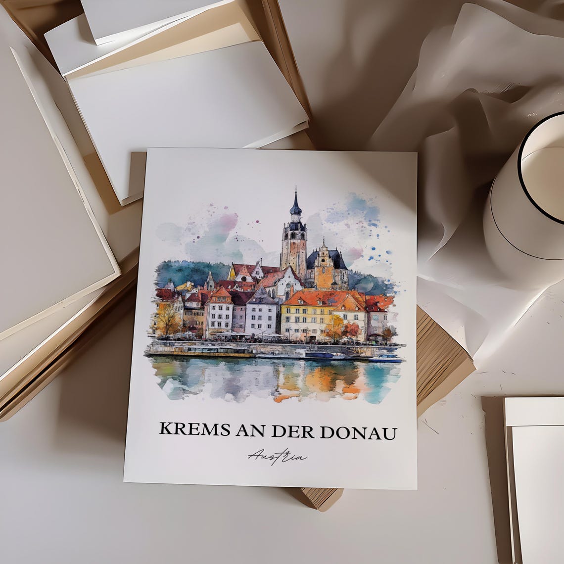 Krems An Der Donau Watercolor Travel Poster, Lower Austria - Image 3