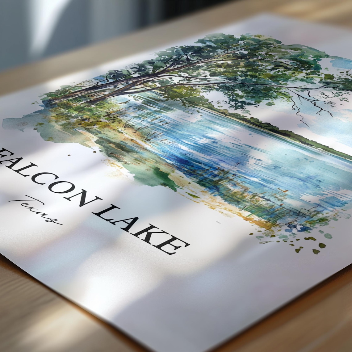 Falcon Lake Texas Lakeside Tree Watercolor Nature Travel Poster - Image 6