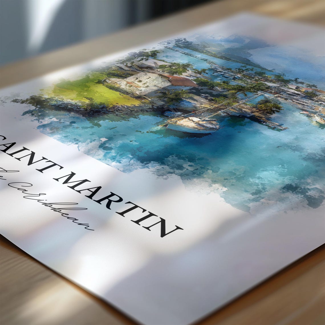 Saint Martin Wall Art Print St Watercolor Caribbean Islands Gift Travel Poster Housewarming - Image 6