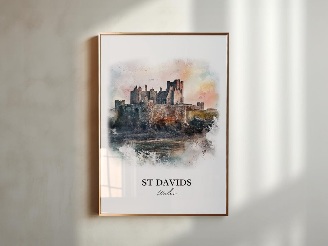 St Davids Wales Watercolor Travel Poster, Pembrokeshire - Image 3