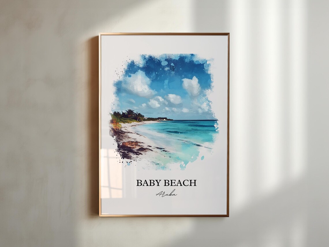 Baby Beach Aruba San Nicolas Watercolor Travel Poster - Image 5