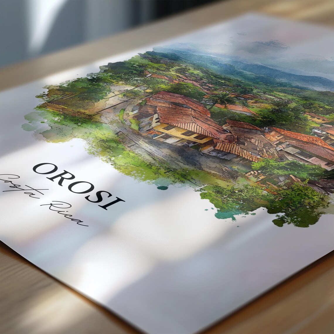 Orosi Costa Rica Green Valley Village Watercolor Travel Poster - Image 6