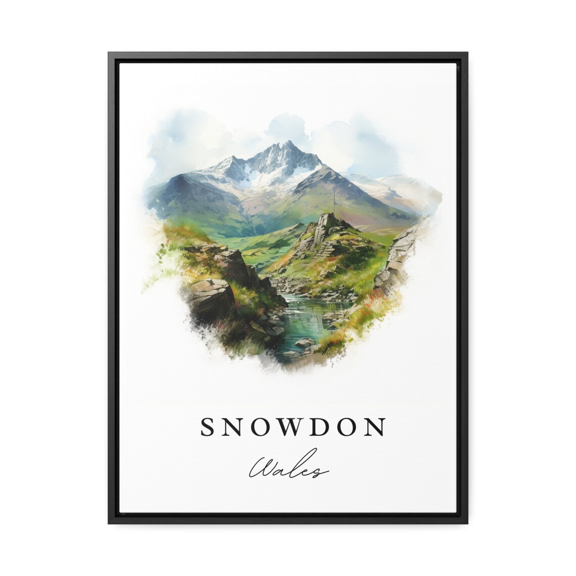 Snowdon Wales Mountain Peak Watercolor Hiking Landscape Poster - Image 2