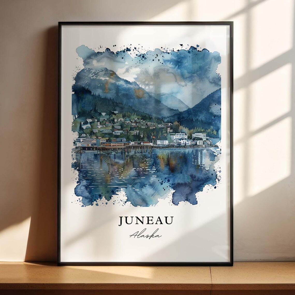 Juneau Alaska Watercolor Travel Poster Art Print - Image 4