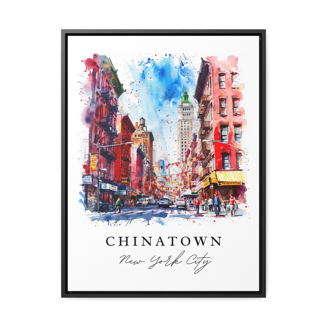Chinatown NYC Watercolor Travel Poster, Downtown Manhattan - Image 2