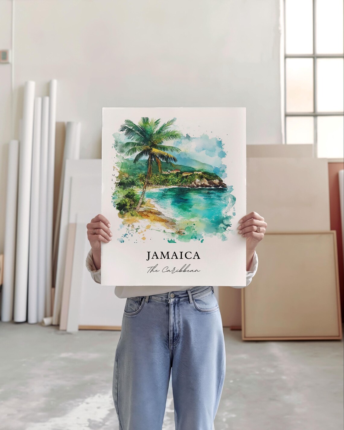 Jamaica Watercolor Travel Poster, Island Art Print - Image 4
