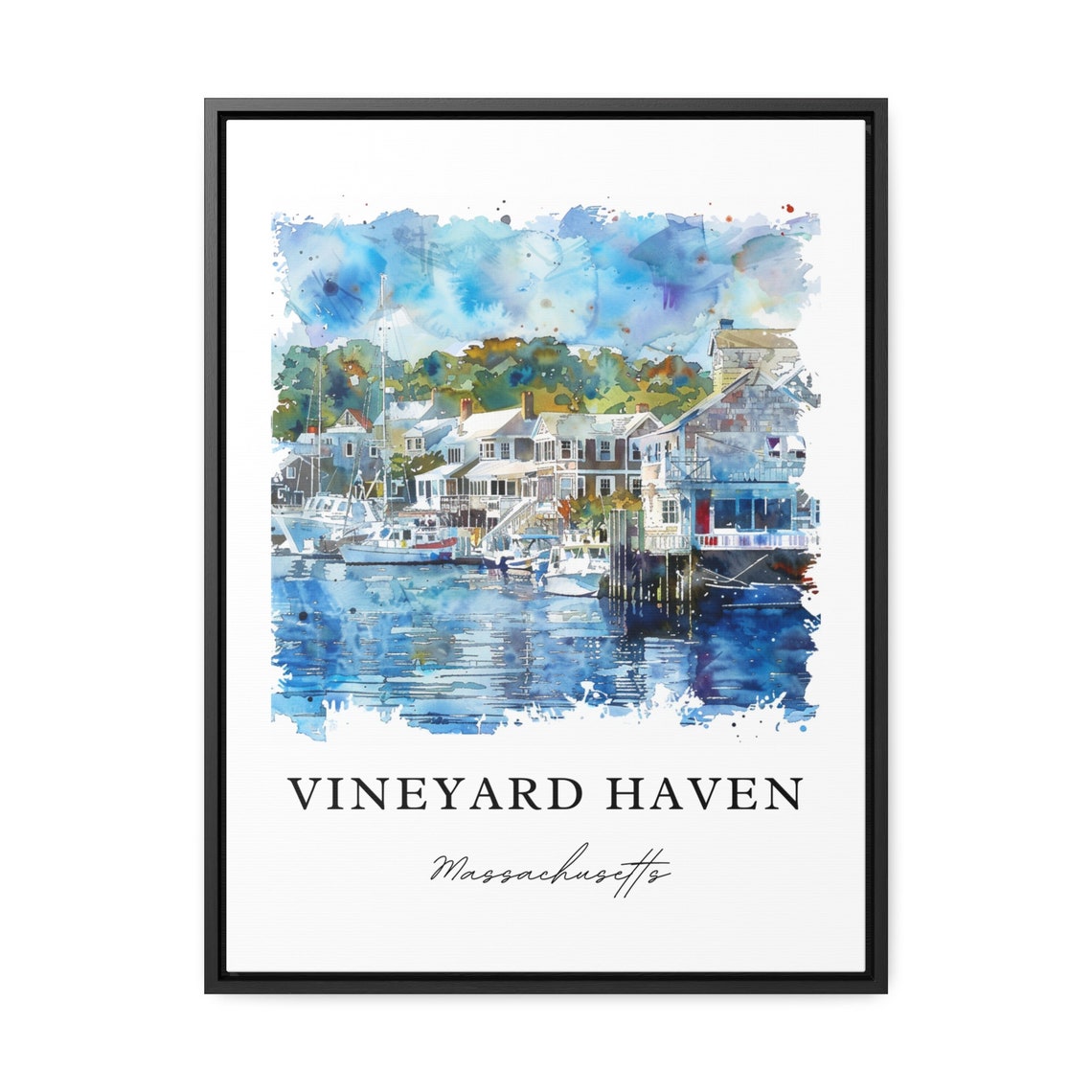 Marthas Vineyard Tisbury Watercolor Travel Poster - Image 3