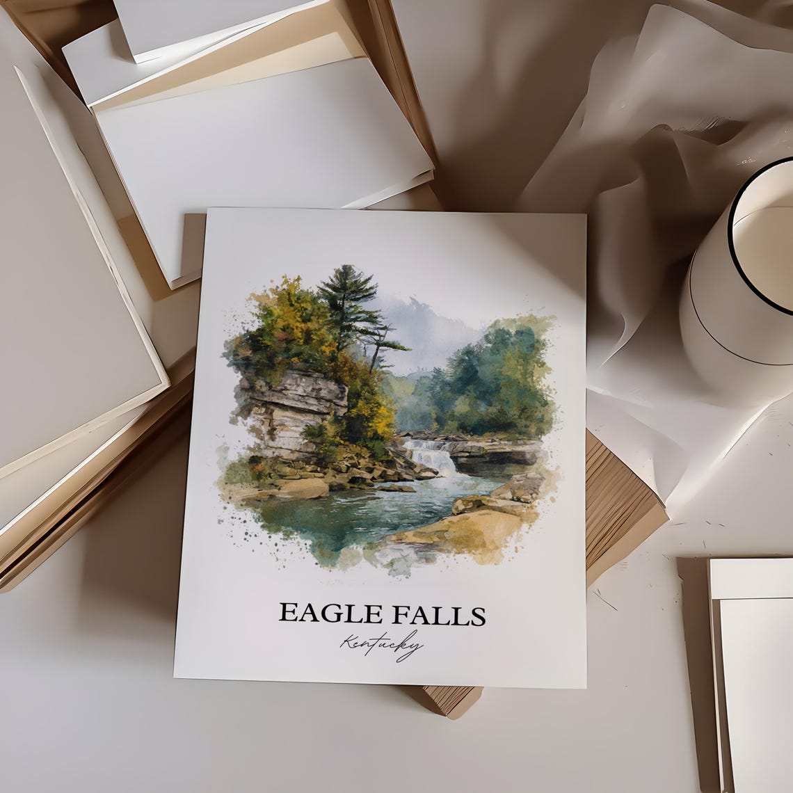 Eagle Falls Kentucky River Waterfall Cumberland Scenic Art Poster - Image 5