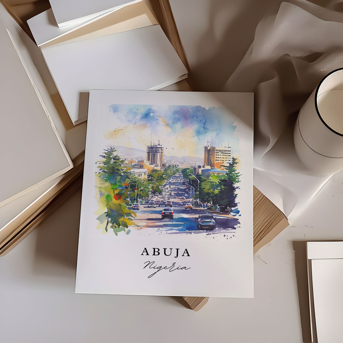 Abuja Watercolor Wall Art Nigeria Art Print - Image 7