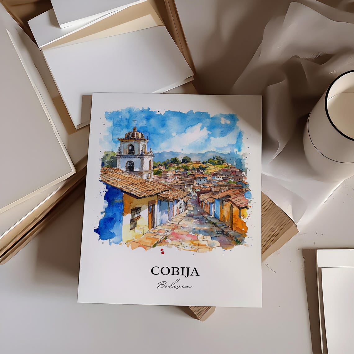 Cobija Bolivia Wall Art Pando Print Watercolor Gift Travel Poster Housewarming - Image 6