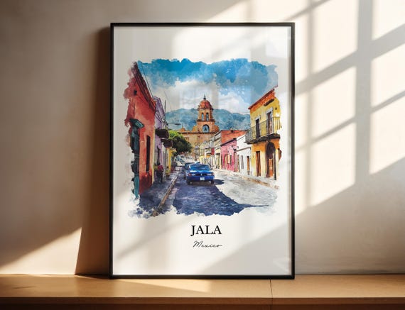 Jala Mexico Wall Art Nayarit Mx Print Watercolor Gift Travel Poster Housewarming