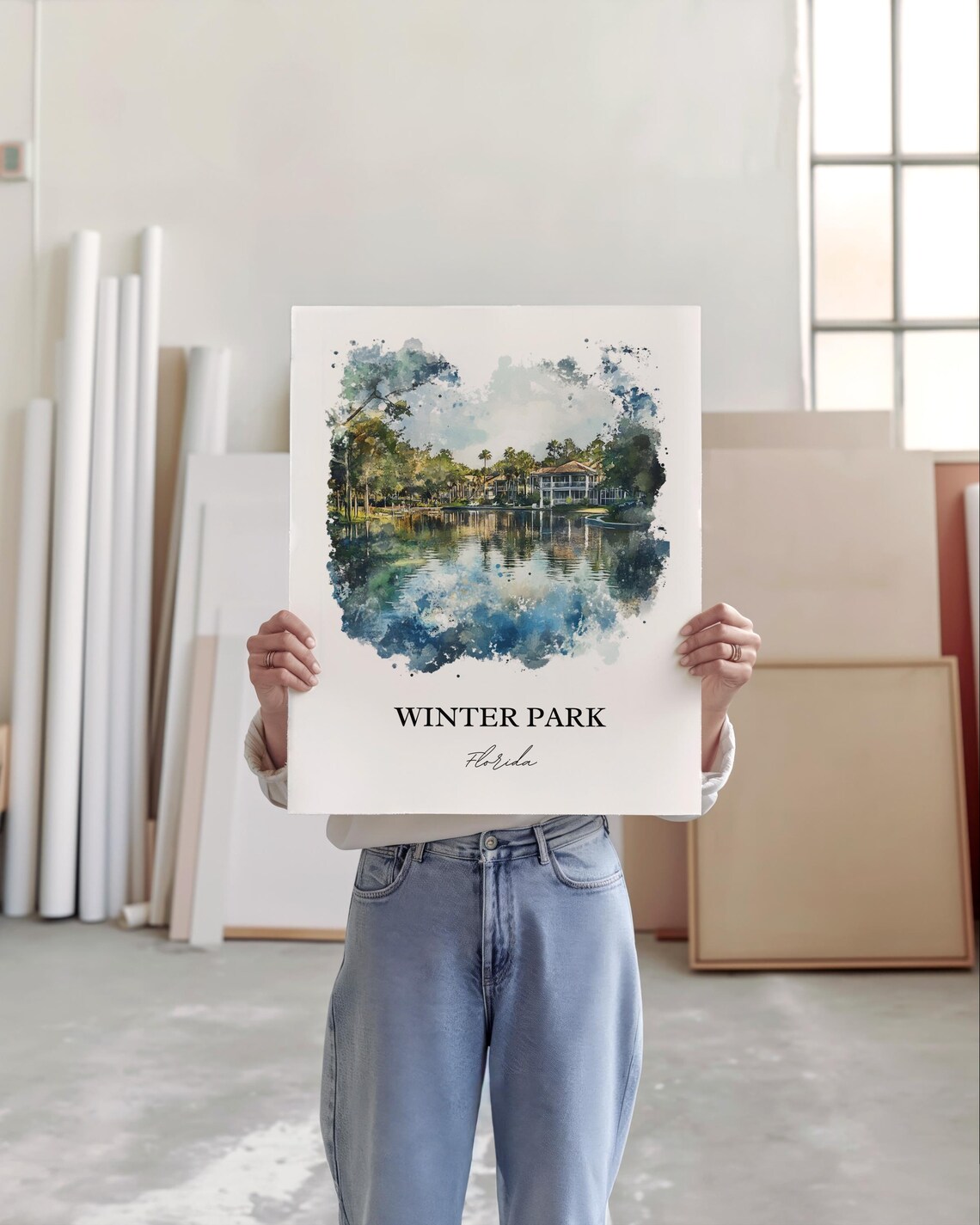 Winter Park Florida Lakeside Historic Homes Watercolor Travel Poster - Image 3