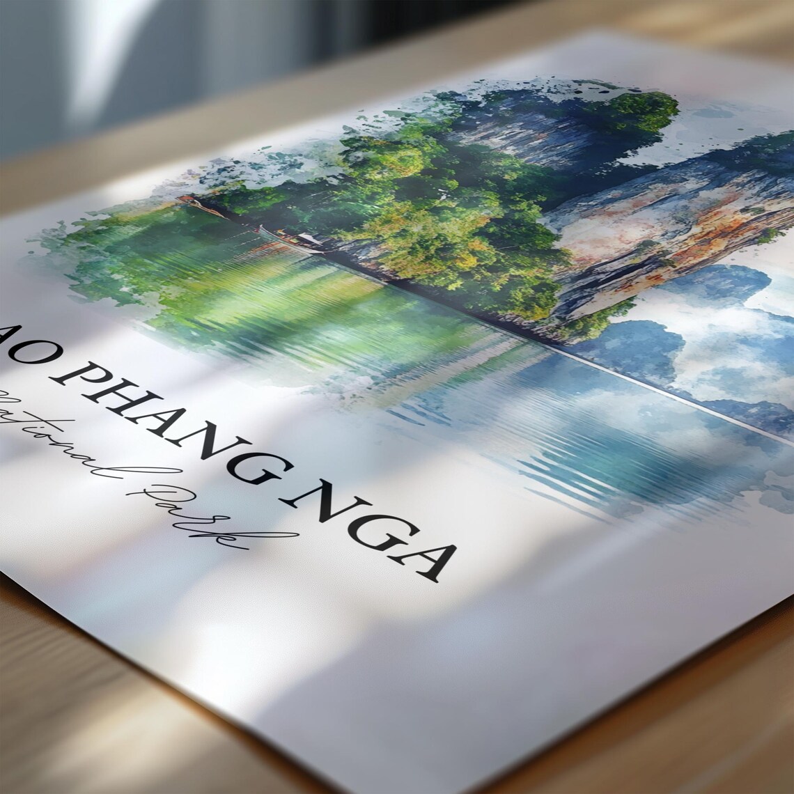 Ao Phang Nga Thailand Limestone Karst Bay Watercolor Travel Poster - Image 6