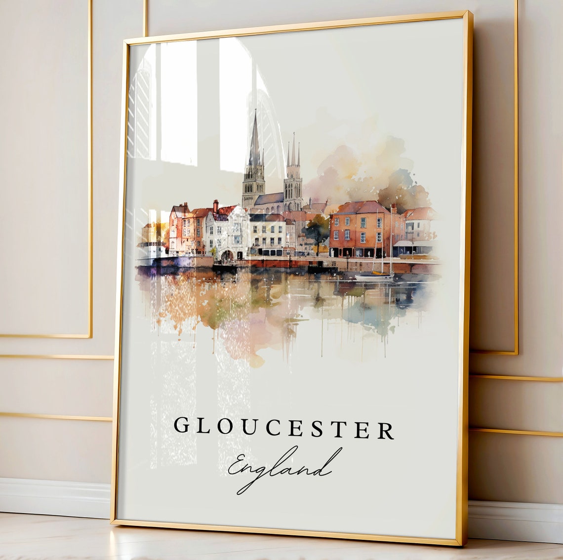 Gloucester England Travel Poster, Custom Text - Image 4