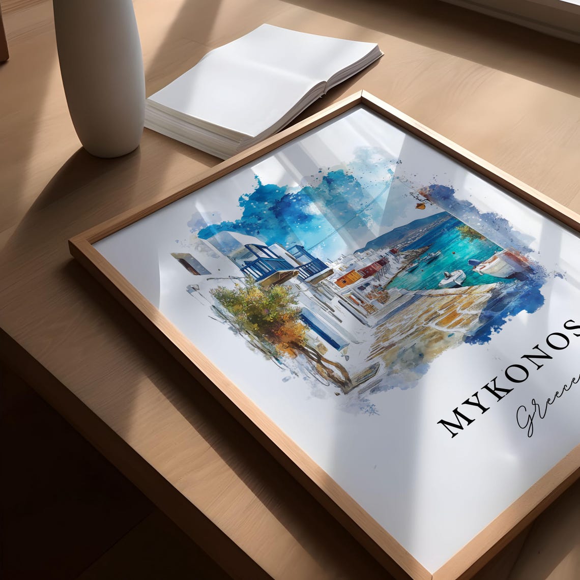 Mykonos Travel Poster, Watercolor Greece Print - Image 5
