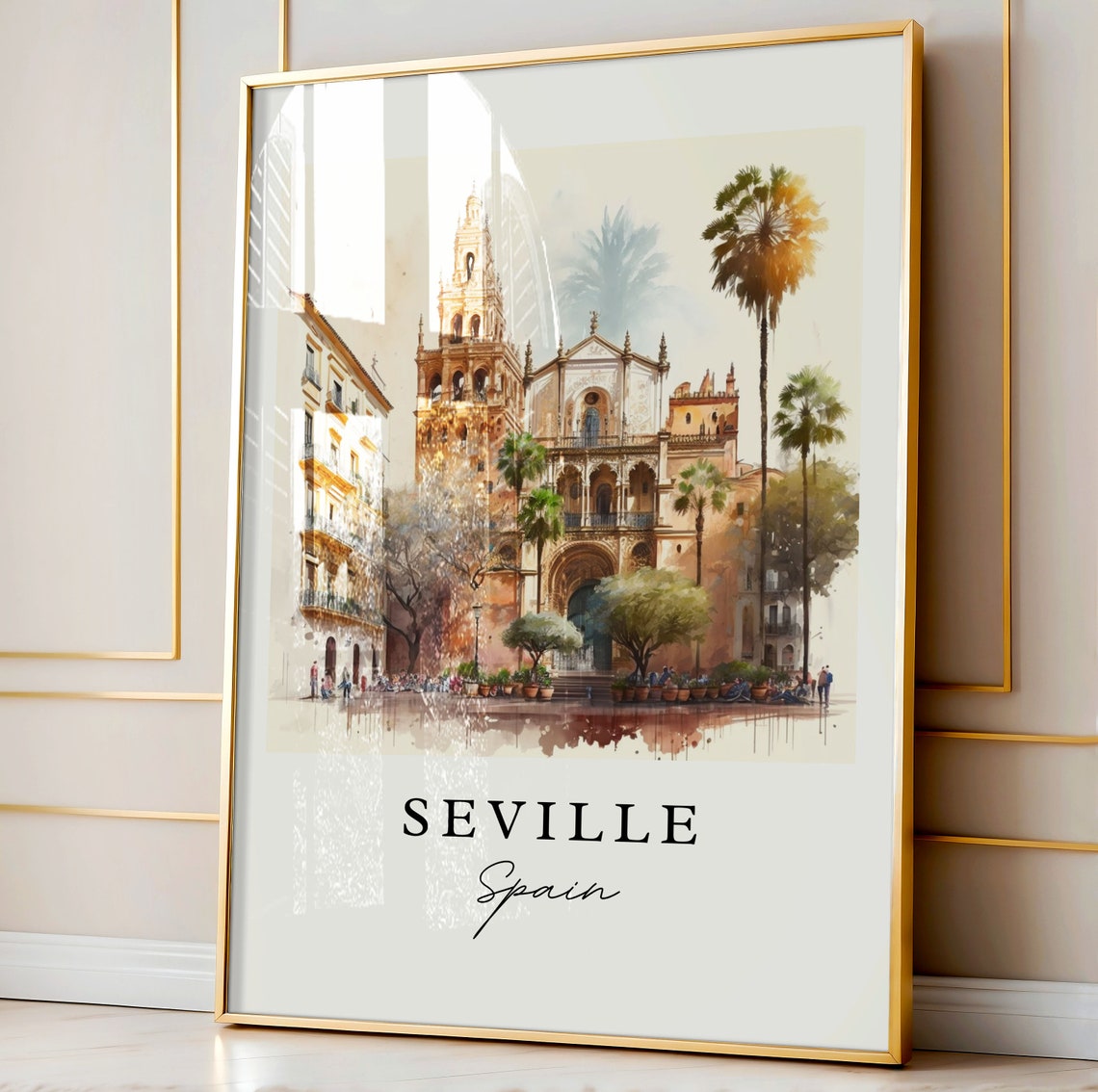 Seville Spain Travel Poster, Custom Text Personalized - Image 3