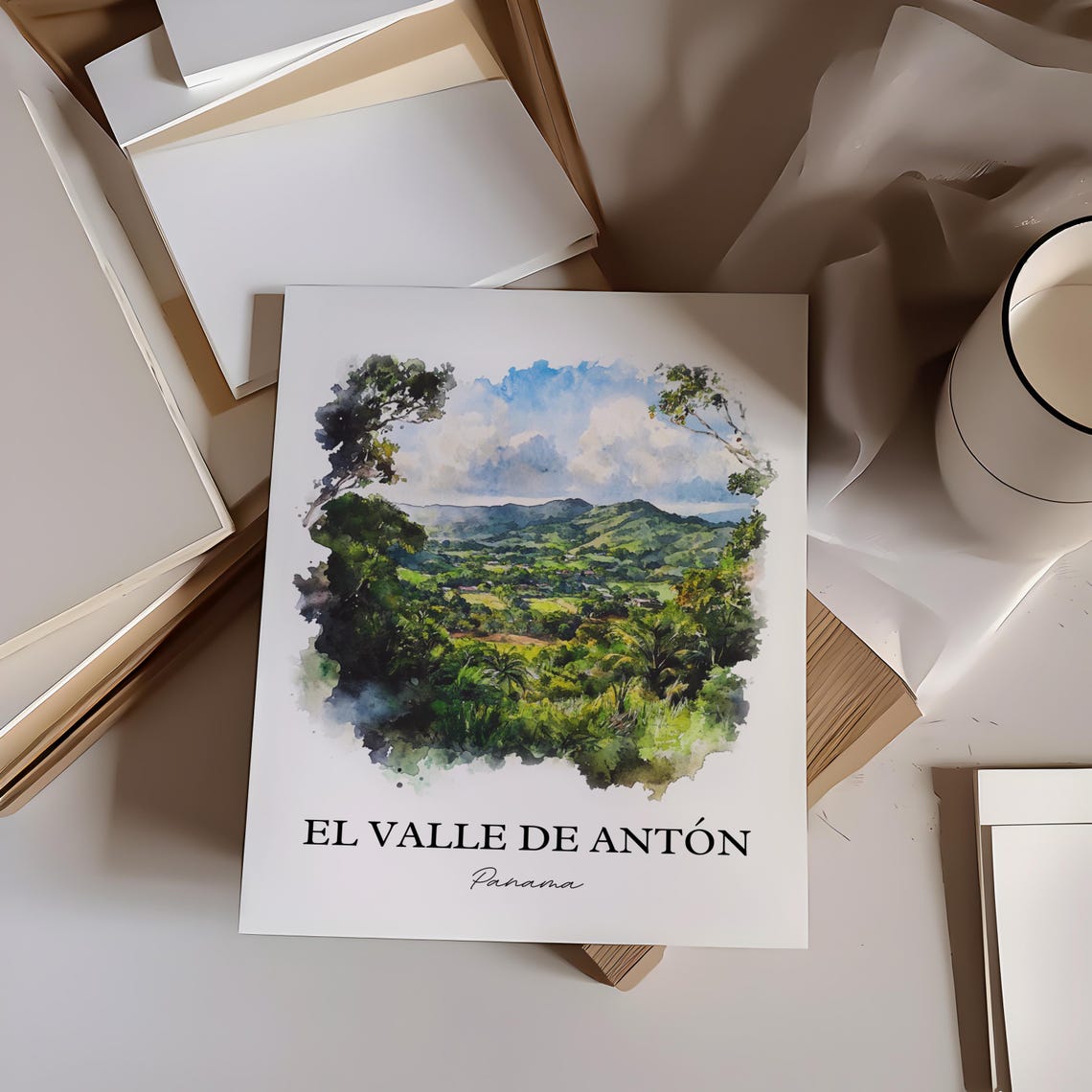 El Valle De Antn Watercolor Travel Poster, Panama - Image 4