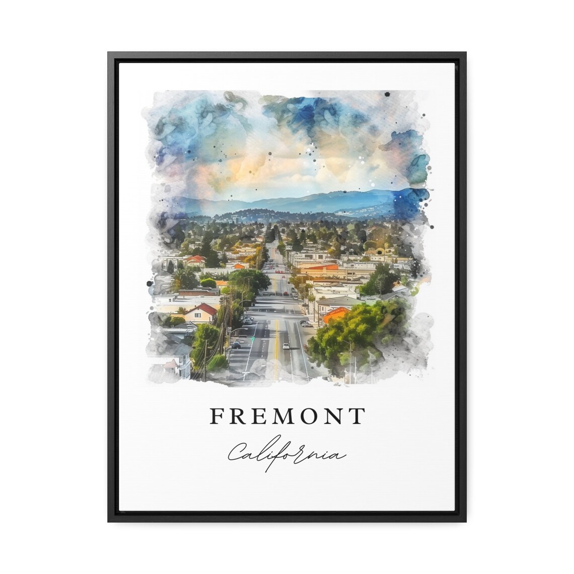 Fremont California Sweeping Aerial City Street Hills Backdrop Poster - Image 3