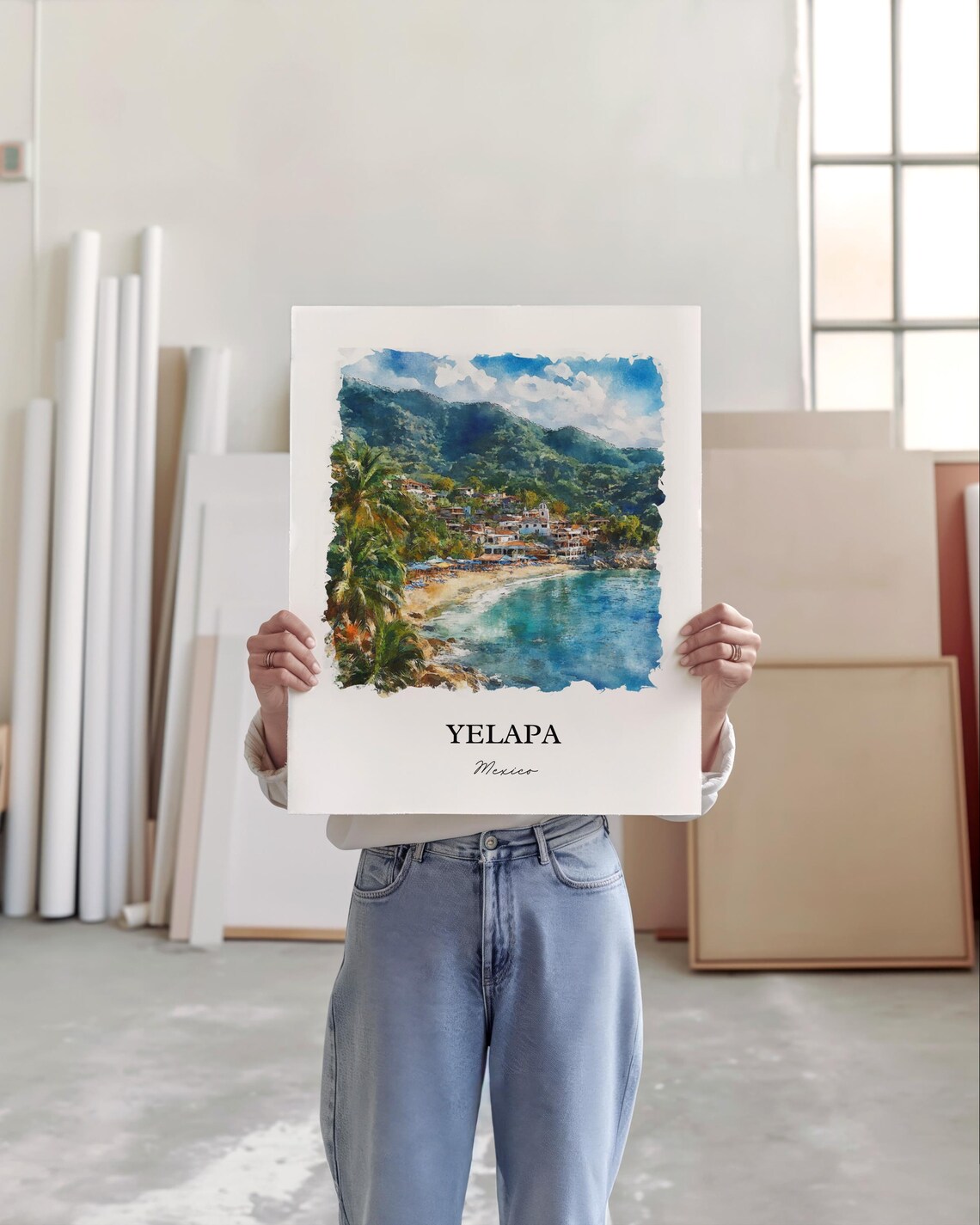Yelapa Mexico Tropical Beach Cove Watercolor Travel Gift Poster - Image 5