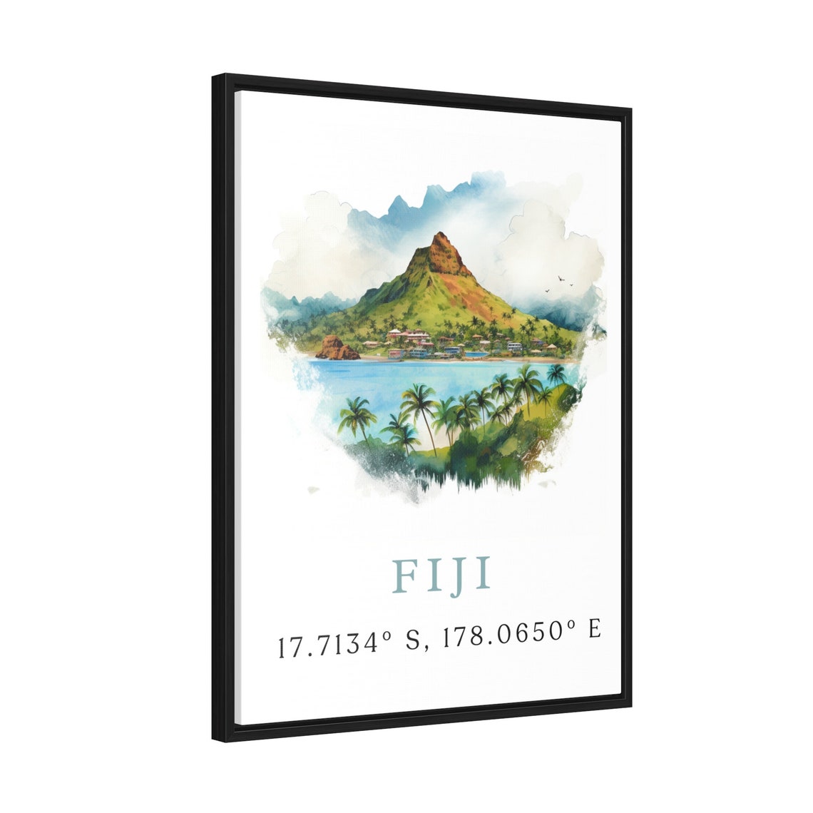 Fiji Coordinates Poster Print With Custom Text - Image 2