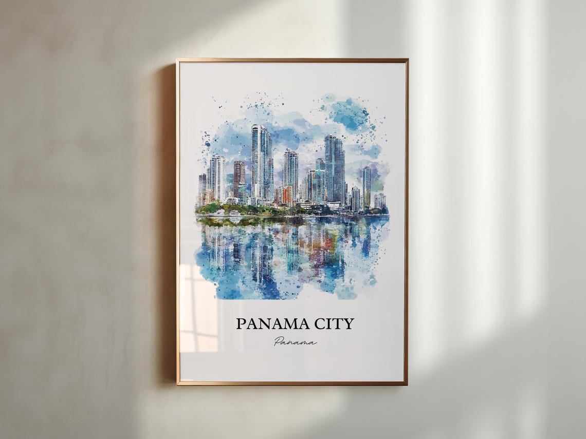 Panama City Wall Art Print Watercolor Gift Travel Poster Housewarming - Image 2