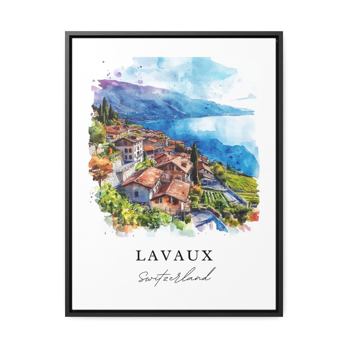 Lavaux Switzerland Watercolor Travel Poster, Region - Image 3