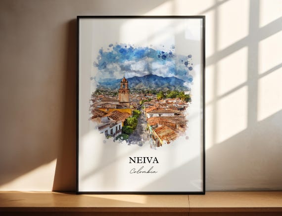 Neiva Colombia Wall Art Dept Of Huila Print Watercolor Gift Travel Poster Housewarming
