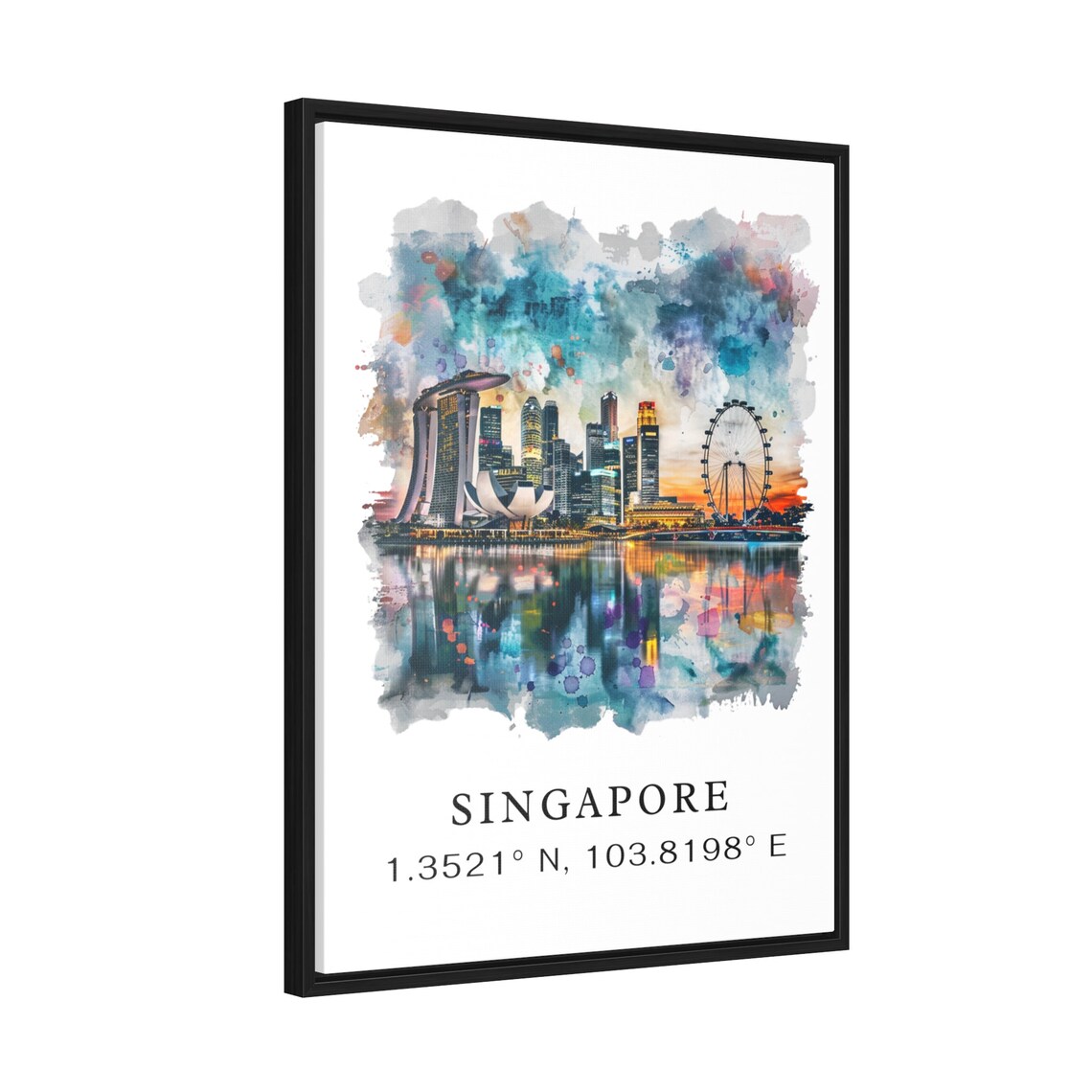 Singapore Skyline Watercolor Marina Bay Cityscape Travel Poster - Image 2