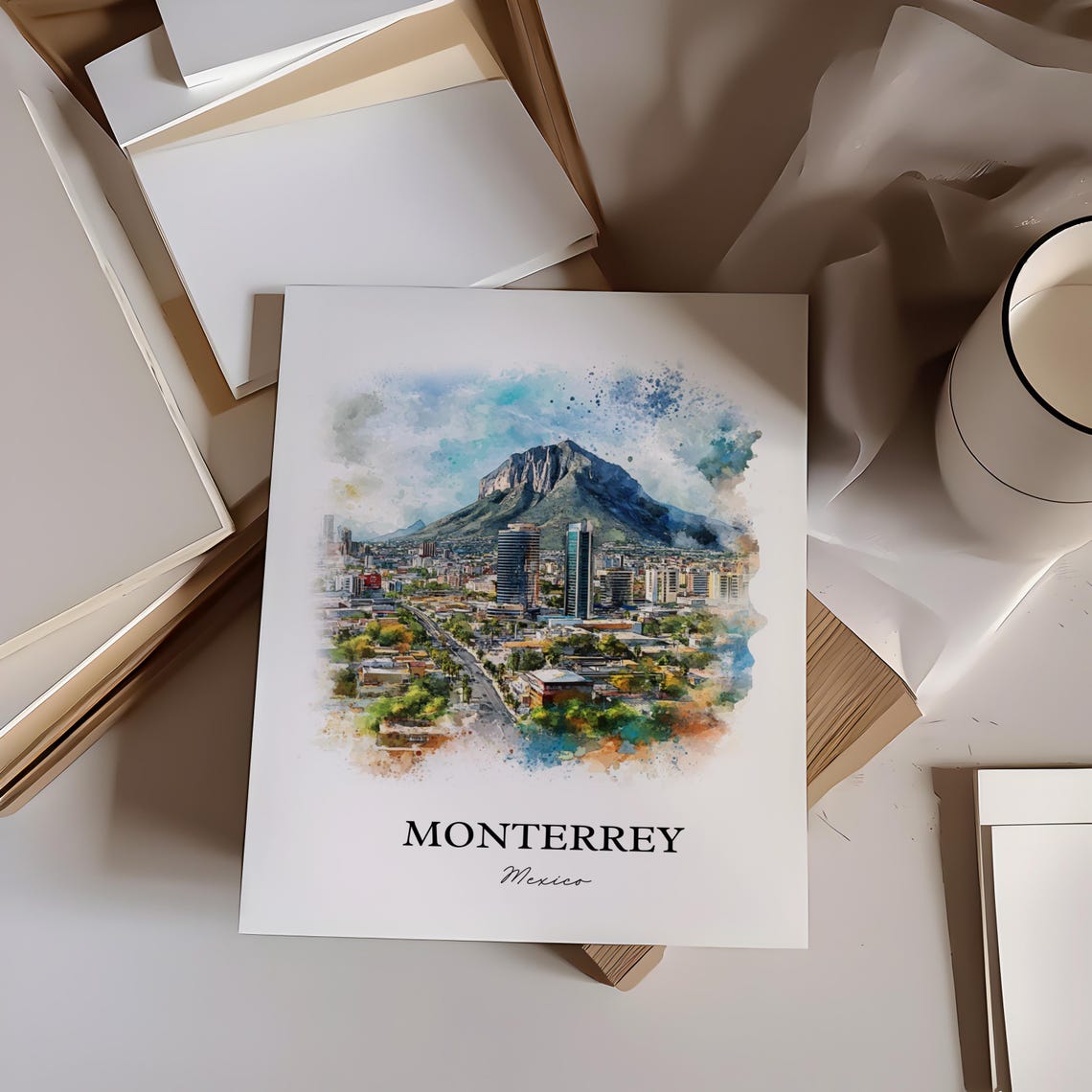 Monterrey Mexico Watercolor Travel Poster, Nuevo Leon - Image 6