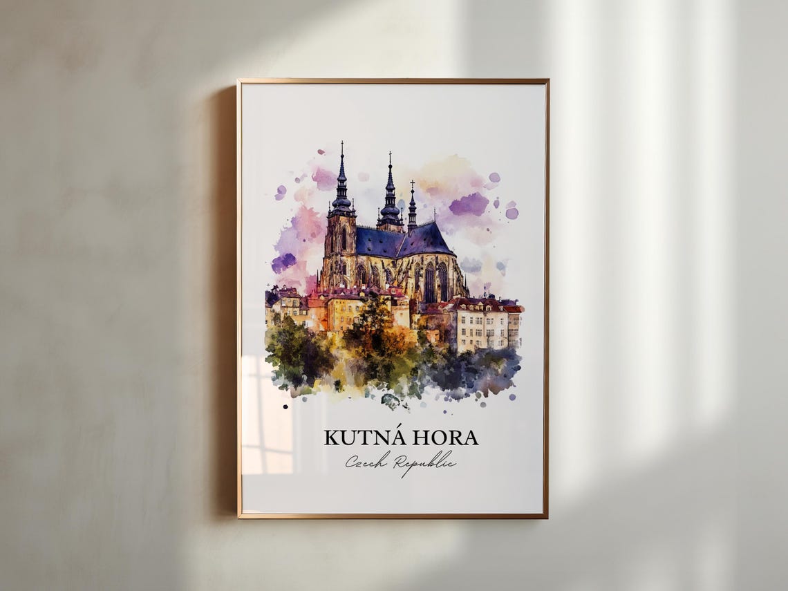 Kutna Hora Czech Republic Watercolor Gothic Cathedral Poster - Image 5