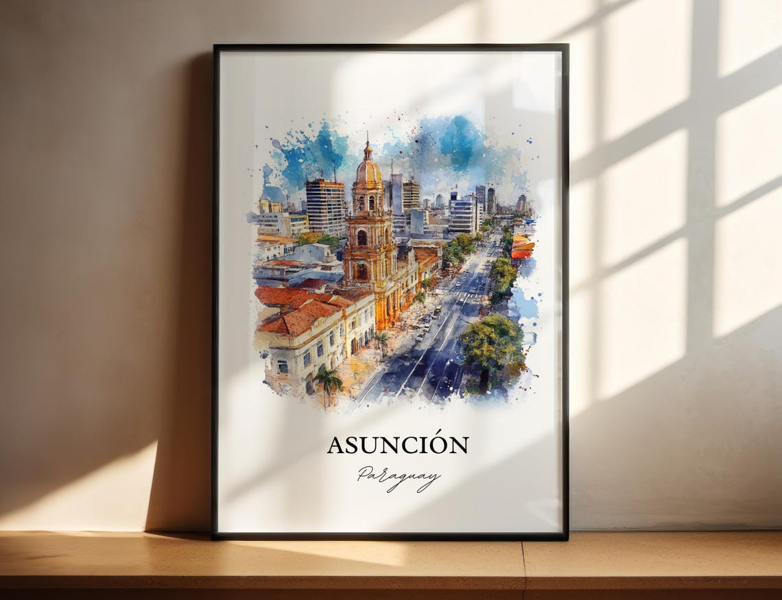 Asuncin Wall Art Print Paraguay Watercolor Gift Travel Poster Housewarming - Image 2