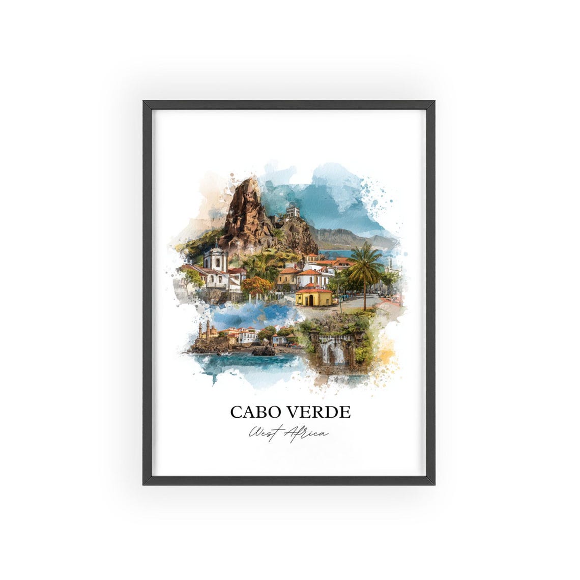Cabo Verde Wall Art West Africa Print Watercolor Gift Travel Poster Housewarming - Image 2