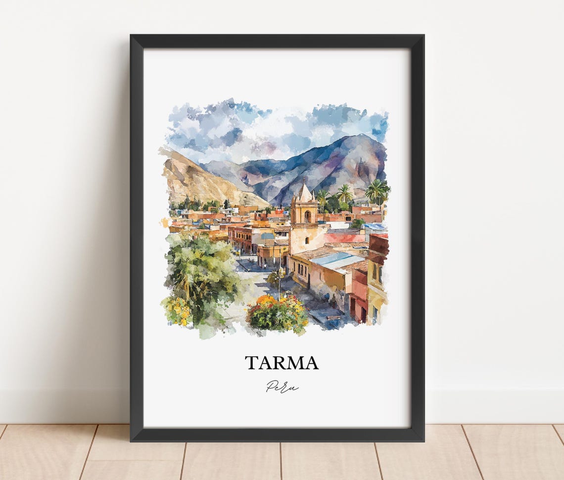 Tarma Peru Watercolor Colonial Church Andean Valley Travel Poster - Image 4