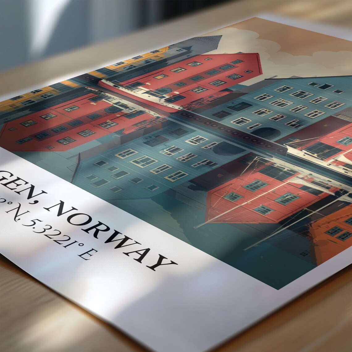 Bergen Norway Bryggen Wharf Colorful Houses Harbor Travel Poster - Image 7