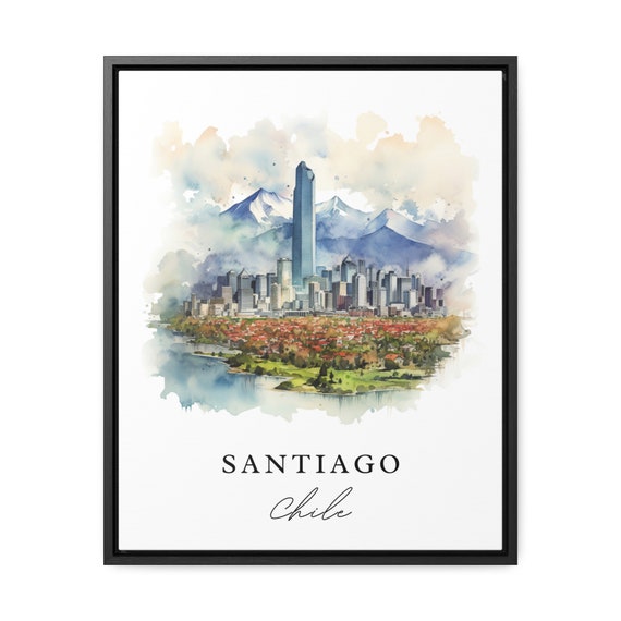Santiago Chile Wall Art Poster Wedding Gift Birthday Present Custom Text Personalized