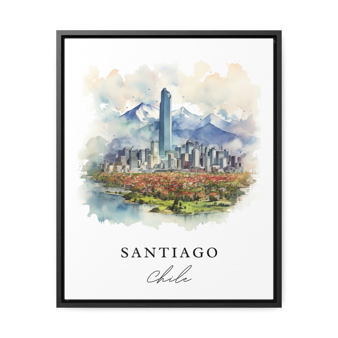 Santiago Chile Wall Art Poster Wedding Gift Birthday Present Custom Text Personalized