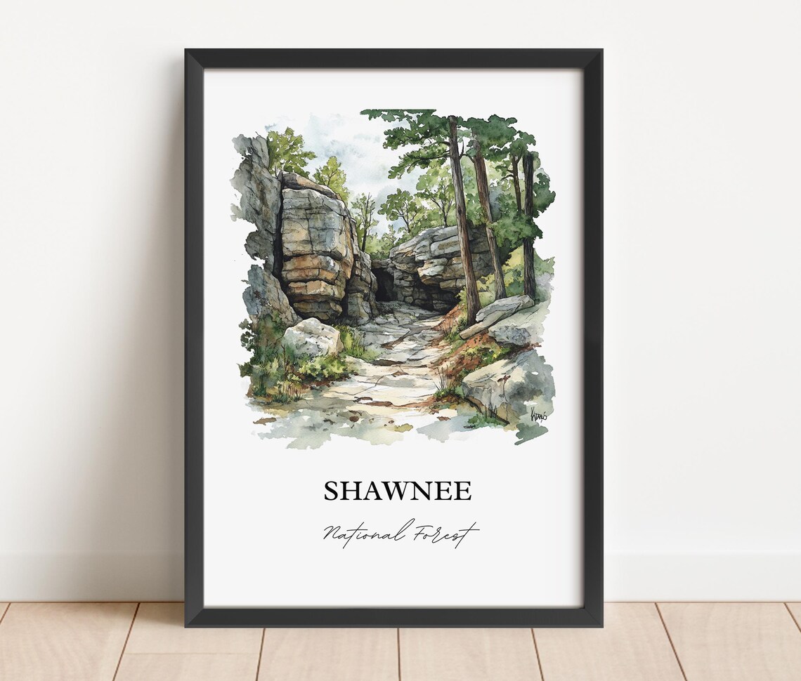Shawnee National Forest, Illinois Watercolor Travel Poster - Image 4