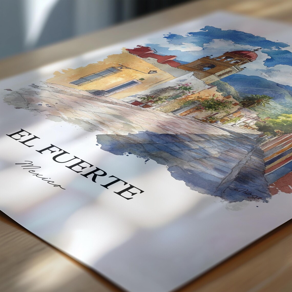 El Fuerte Mexico Colonial Street Bell Tower Mountains Poster - Image 6