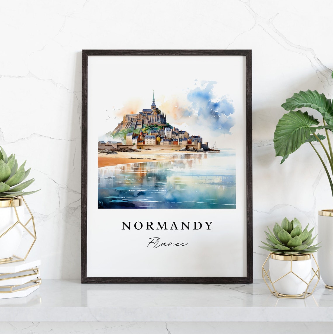 Normandy France Travel Poster, Custom Text Art Print - Image 3