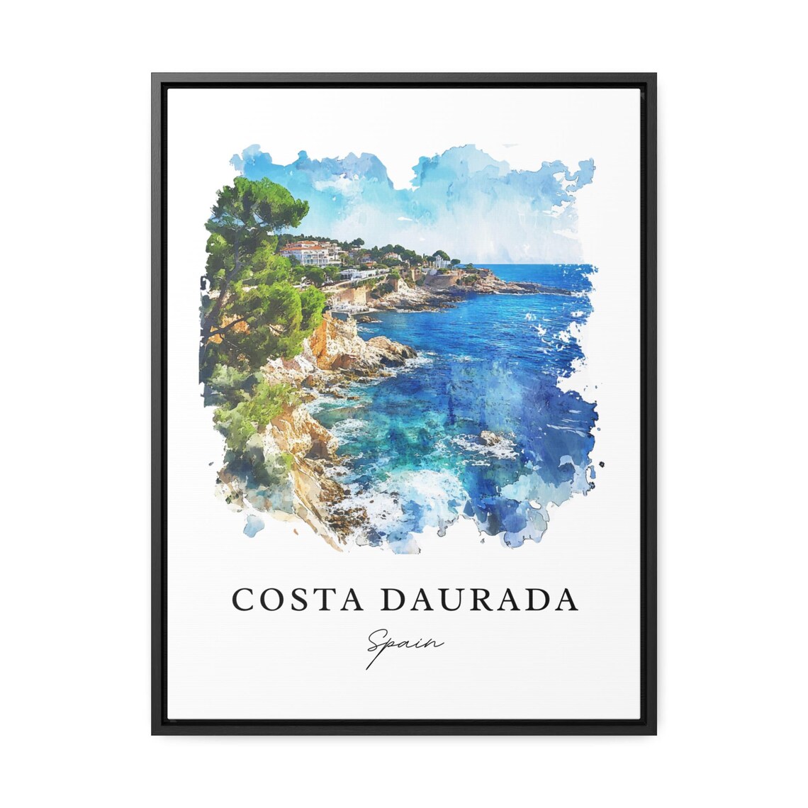 Costa Daurada Spain Catalonia Rocky Coast Watercolor Travel Poster - Image 3