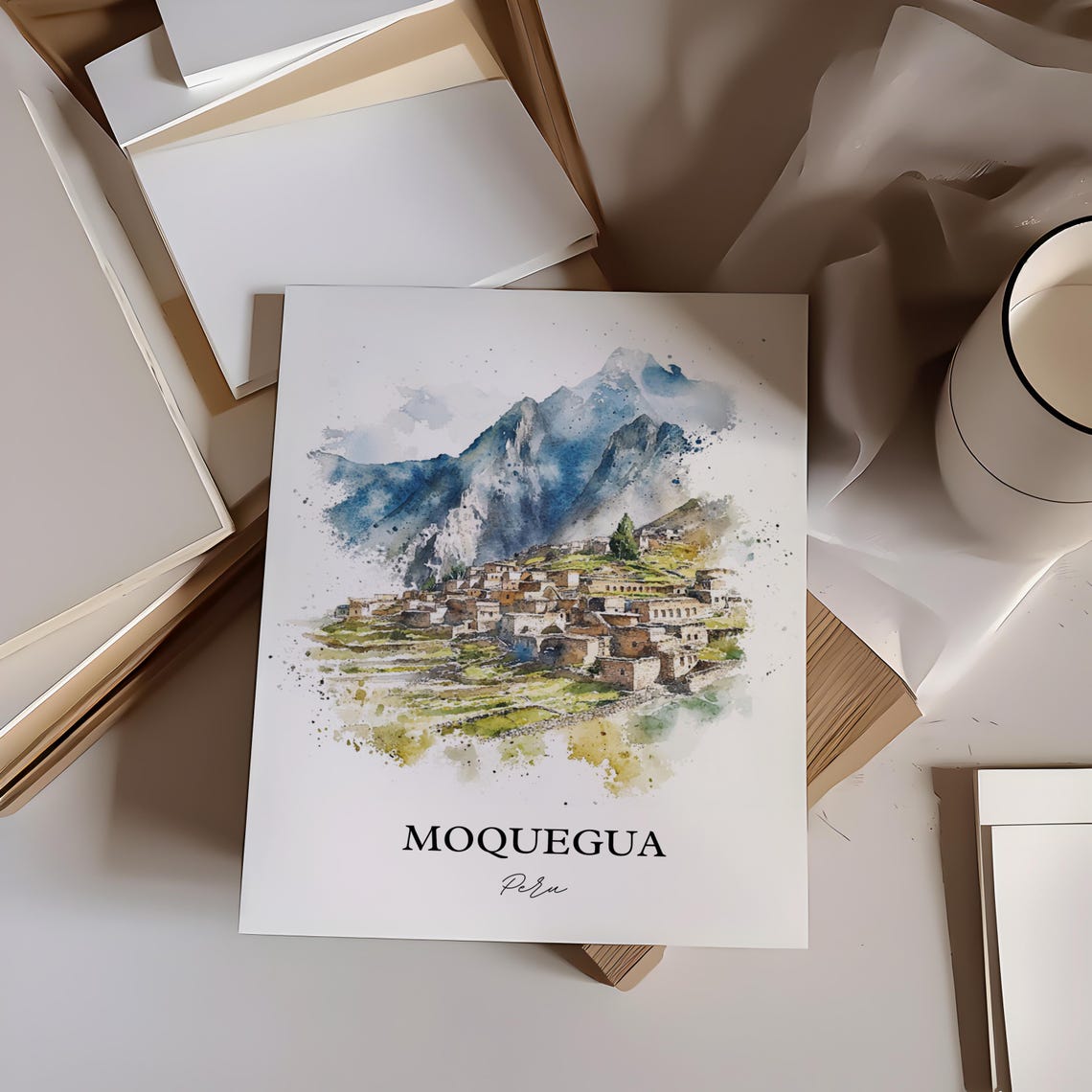 Moquegua Peru Wall Art Print Watercolor Gift Travel Poster Housewarming - Image 4