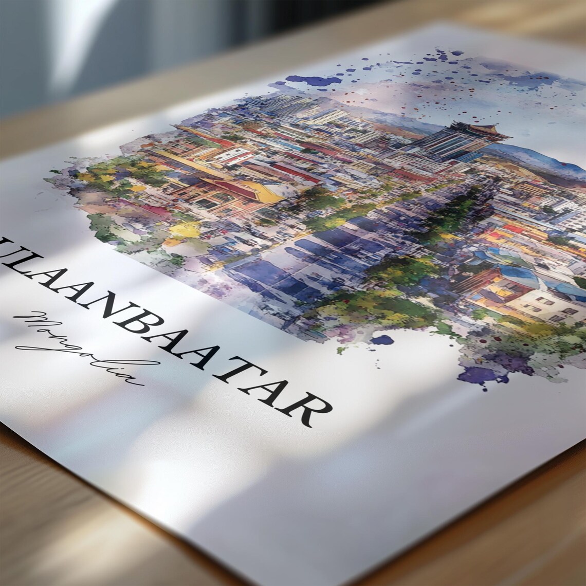Ulaanbaatar Mongolia Watercolor Capital City Skyline Panorama Poster - Image 6